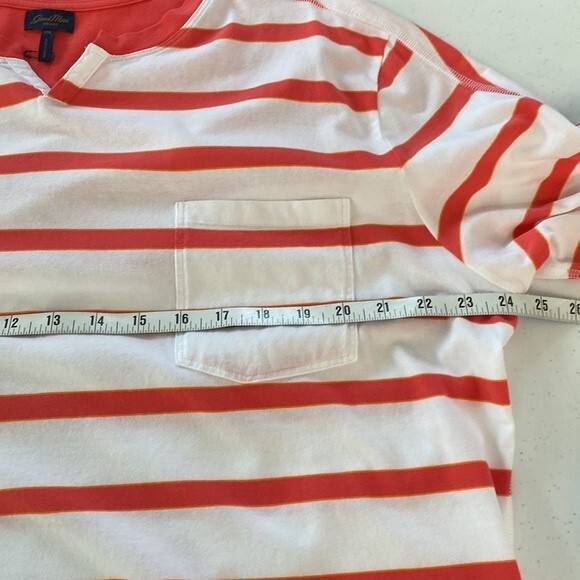 Good Man Brand Short Sleeve Split Neck Stripe Cotton Jersey Tee Top Pocket - Picture 12 of 15